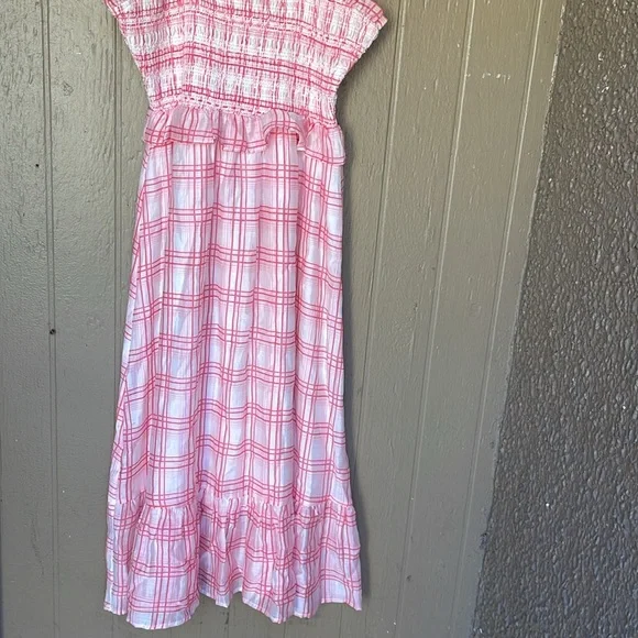 English Factory plaid ruffle midi dress in red - Picture 6 of 10